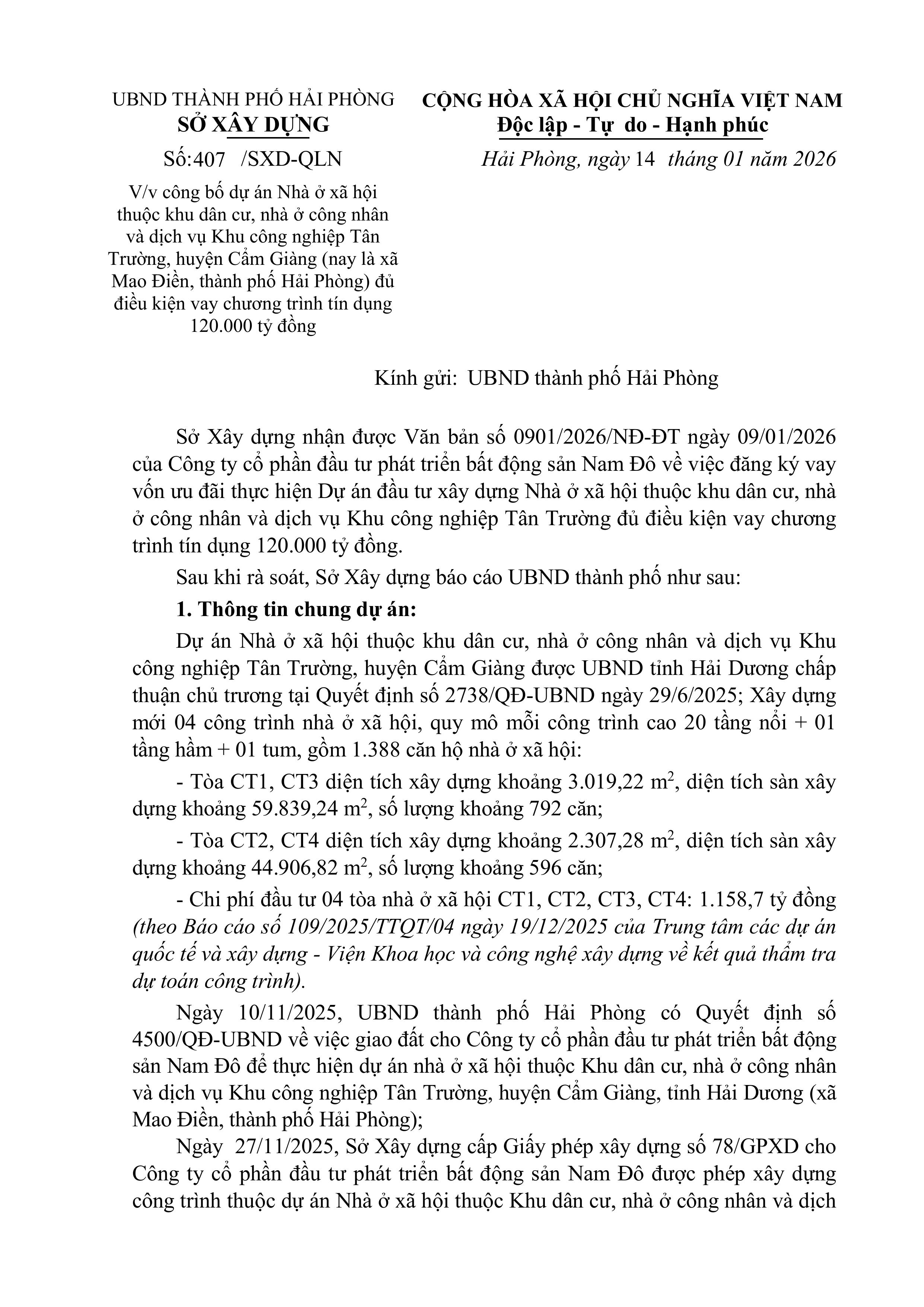 Công bố dự án nhà ở xã hội được vay chương trình tín dụng 120.000 tỷ đồng
